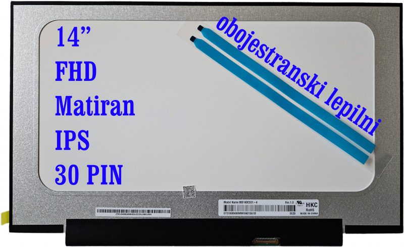 HP 14-dq1043cl 14" FHD IPS Mat LCD Zaslon eDP 30pin z lepilom Nov