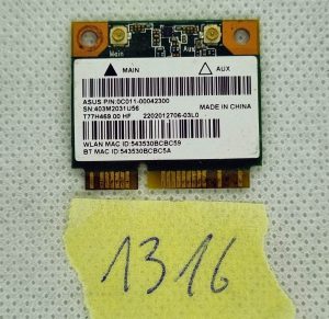 0C011-00042300 Asus brezžična kartica 802.11 BGN Wlan+Bt4.0+Hs X550Ze - rabljeno