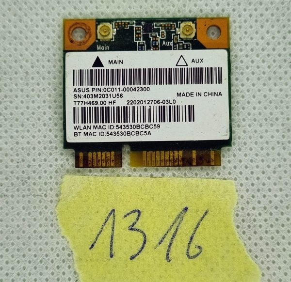 0C011-00042300 Asus brezžična kartica 802.11 BGN Wlan+Bt4.0+Hs X550Ze - rabljeno
