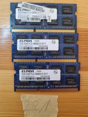 3X Elpida EBJ21UE8BFU0-DJ-F (2GB 2RX8 PC3-10600S-9-10-F1) RAM - rabljeno