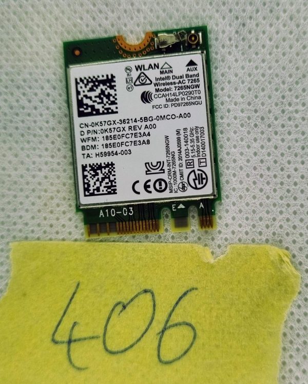 Pristna Dell Latitude E5250 E5550 Wifi brezžična Wi-Fi kartica 0K57GX - rabljeno