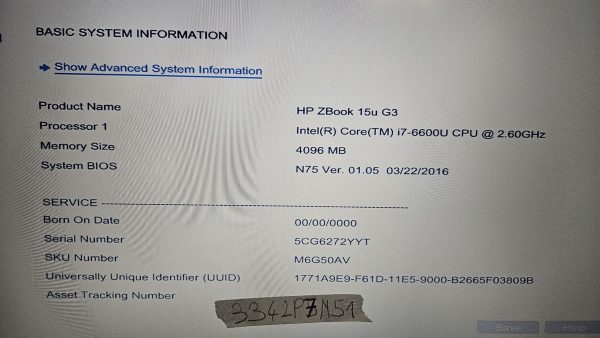 HP ZBook 15u G3 839235-001 918335-001 Matična plošča DSC i7-6500U - Originalna zamenjava - rabljeno - Image 3