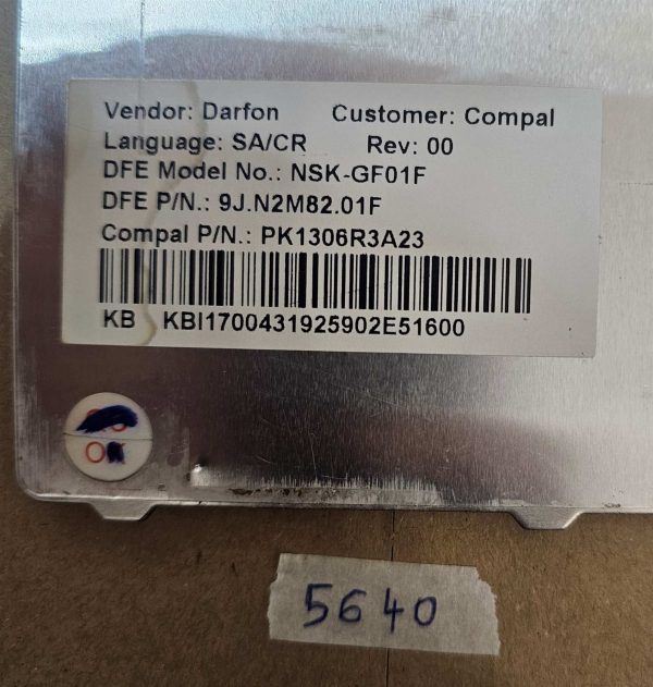 Tipkovnica Acer Aspire 9J.N2M82.01F / NSK-GF01F - Originalni nadomestni del za prenosnik - rabljeno - Image 2
