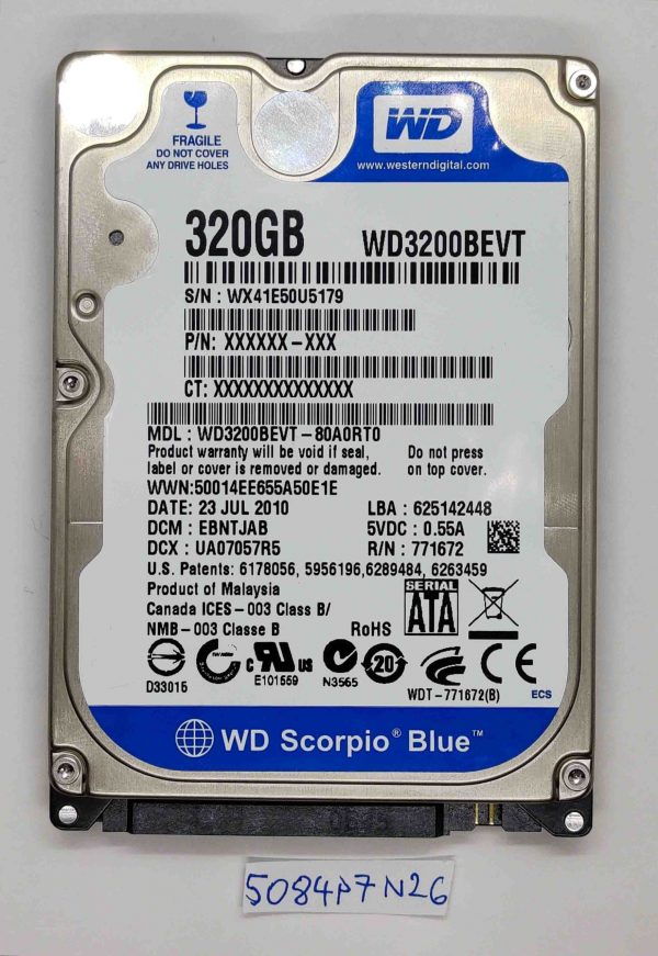 Trdi disk za prenosnik Asus K52J 320GB WD Scorpio Blue – Originalni nadomestni trdi disk - rabljeno