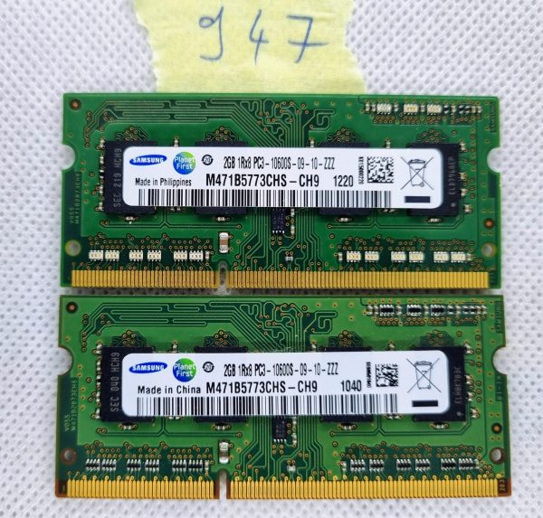BULK 2 x Samsung 4GB RAM 1Rx8 PC3-10600S M471B5773CHS-CH9 1333MHz prenosni pomnilniški modul - rabljeno