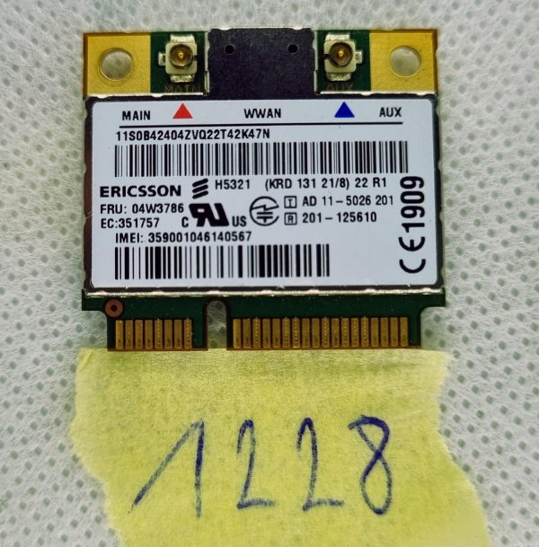 ERICSSON 3G BREZŽIČNA WIFI KARTICA WWAN H5321 FRU:04W3786 UMTS 850/900/1900/2100 - rabljeno
