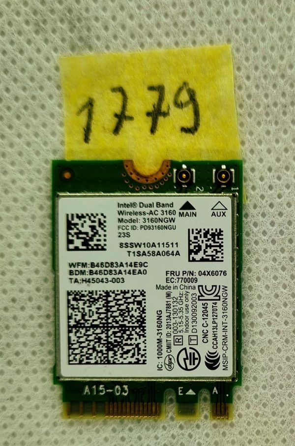 Intel Dual Band Wireless-AC 3160 3160NGW NGFF Bluetooth 4.0 WiFi WLAN kartica 28D9J - rabljeno