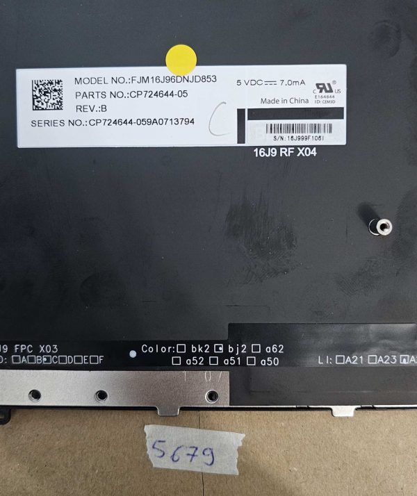 Fujitsu E559 tipkovnica z osvetlitvijo CP724644-05 – nordijska postavitev - rabljeno - Image 2