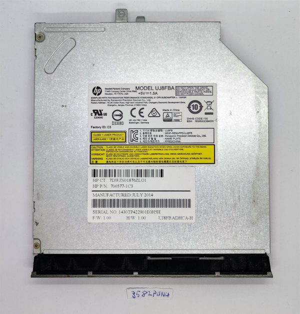 Pravi HP DVD pogon 700577-1C3 UJ8FBA Zamenjava delov prenosnika Mednarodna dostava - rabljeno