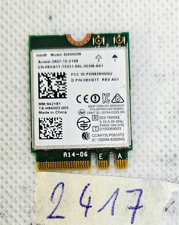 Pristno HP EliteBook 840 G3 Brezžična WiFi Bluetooth kartica 8260NGW 806721-001 - rabljeno