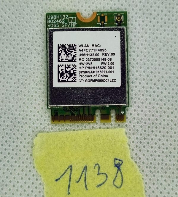 Pristna Hp 15-CS0053CL BREZŽIČNA BLUETOOTH KARTICA 915620-001 U98H132 - rabljeno