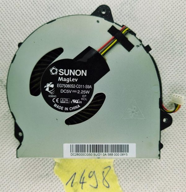 Pristen ventilator za hlajenje procesorja Lenovo G50-45 Sunon EG75080S2-C011-S9A DC28000CGS0 - rabljeno
