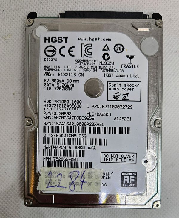 HGST 2.5 1TB trdi disk HTS721010A9E630 097DYV 0J30643 H2T10003272S 7K1000-1000 - Zanesljiva rešitev za shranjevanje! - rabljeno
