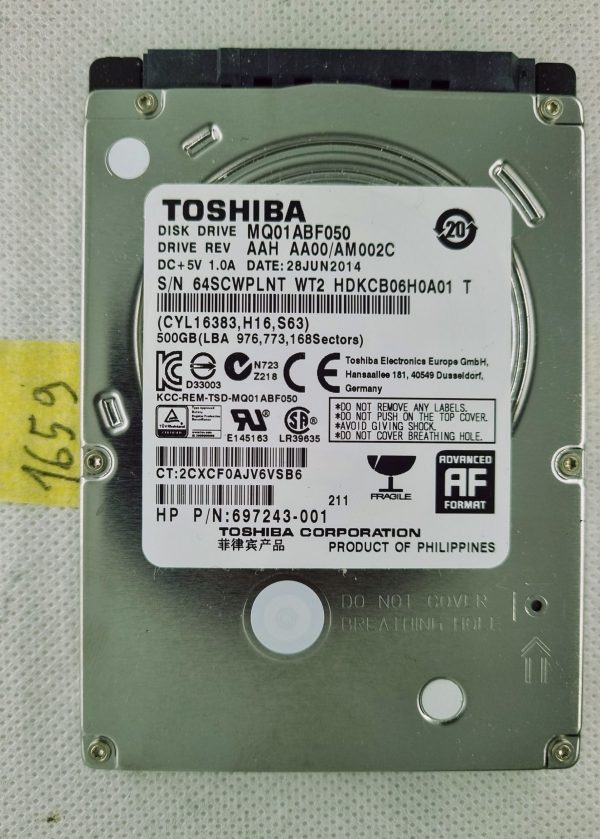 HP 778186-005 697243-001 500GB SATA 2.5 TRDI DISK TOSHIBA MQ01ABF050 - rabljeno