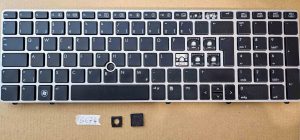 HP 9Z.N6GUF.20G nemška tipkovnica – srebrni okvir, črne tipke, kazalec – Probook 6560B 6565B 6570B 6575B 8560p 8570p - rabljeno