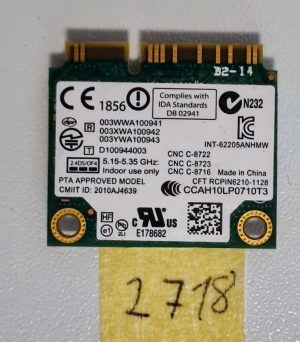 HP Elitebook WiFi kartica 631954-001 Intel 6205ABGN 2.4G-5G brezžični adapter Delovi za prenosnike - rabljeno