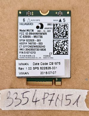 HP Huawei MU736 HSPA 3G WWAN modul 822828-001 - Originalni prenosni računalni mobilni modem - rabljeno