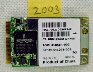 HP PAVILLION dv6500 441075-002 Prenosna Wi-Fi kartica - Originalna zamenjava za brezskrbno brezžično povezljivost! - rabljeno
