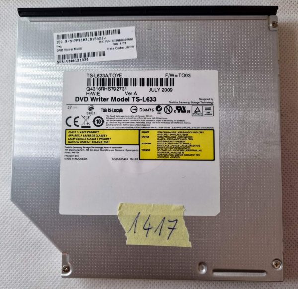 CD-RW in DVD+RW pogon SATA za prenosnik HP TS-L633 in Toshiba Satellite L305. - rabljeno