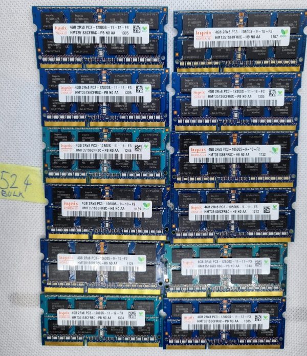 BULK 12 x HYNIX 4GB HMT351S6CFR8C-PB N0 AA PC3-12800S DDR3-1600 Laptop RAM pomnilnik - rabljeno
