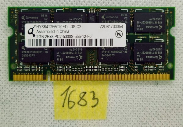 HYS64T256020EDL-3S-C 2GB 2RX8 PC2-5300S-555-12-F0 Qimonda 2GB PC2-5300 DDR2-667 - rabljeno