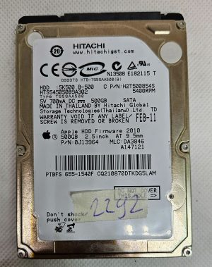 Hitachi 500GB 0A78265 5K500.B-500 5.4K RPM SATA 7mm 2.5 trdi disk H2T500854S - Zanesljiva rešitev za shranjevanje! - rabljeno
