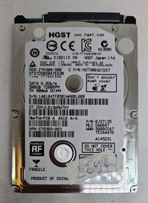 Hitachi HTS725050A7E630 500GB 2.5" SATA prenosni trdi disk - PN: 0J37135 MLC: DA6047 - rabljeno