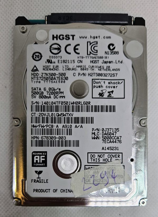 Hitachi HTS725050A7E630 500GB 2.5" SATA prenosni trdi disk - PN: 0J37135 MLC: DA6047 - rabljeno