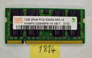 Hynix 1GB prenosni računalnik RAM HYMP512S64BP8-Y5 AB-T 2Rx8 PC2-53000S-555-12 - Izboljšajte zmogljivost svojega prenosnika! - rabljeno