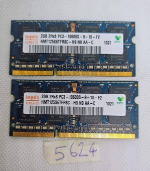 BULK Hynix 2 x 2GB 2Rx8 PC3-10600S DDR3 1333MHz prenosni RAM – Preizkušen in delujoč - rabljeno