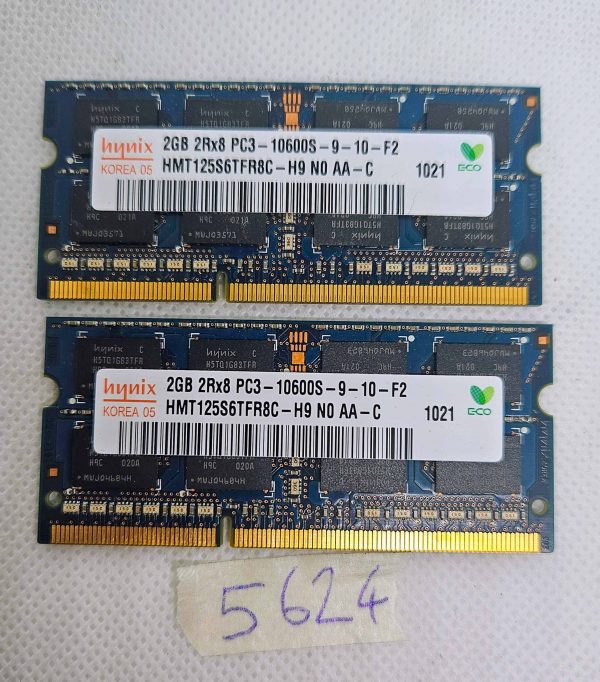 BULK Hynix 2 x 2GB 2Rx8 PC3-10600S DDR3 1333MHz prenosni RAM – Preizkušen in delujoč - rabljeno