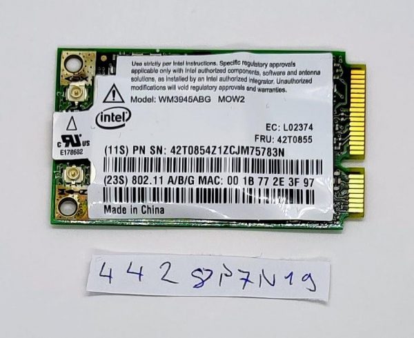 IBM Intel WM3945ABG MOW1 WiFi kartica 42T0853-L10 802.11 abg Brezžično - rabljeno