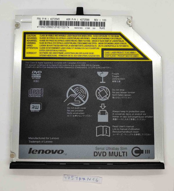 IBM Lenovo ThinkPad T400 T410 T500 UJ880A CDDVD-RW optični pogon 42T2545 - rabljeno