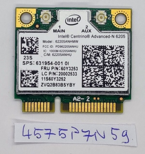INTEL CENTRINO ADVANCED-N 6205 BREZŽIČNI PCI EXPRESS 62205ANHMW 2.4/5Ghz 0X9JDY - rabljeno