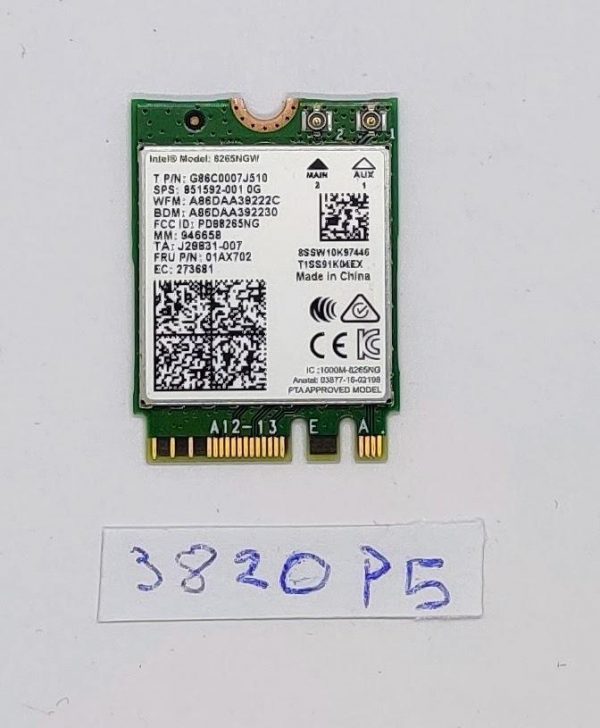 INTEL Dual Band Wireless-AC 01AX702 8265NGW G86C0007J510 - Prava prenosna računalniška Wi-Fi kartica - rabljeno