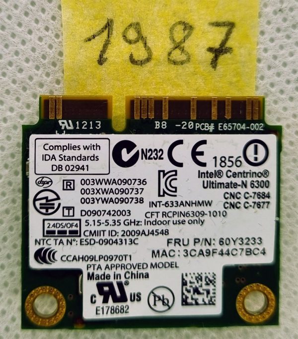 Intel Ultimate-N 6300 633ANHMW WiFi kartica za IBM Lenovo T430 T410S X201 W510 W700 - rabljeno - Image 2