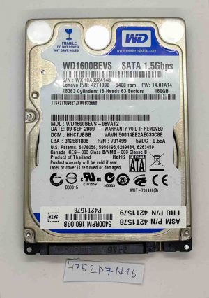 LENOVO ThinkPad T400 160GB SATA trdi disk 42T1578 42T1579 - rabljeno