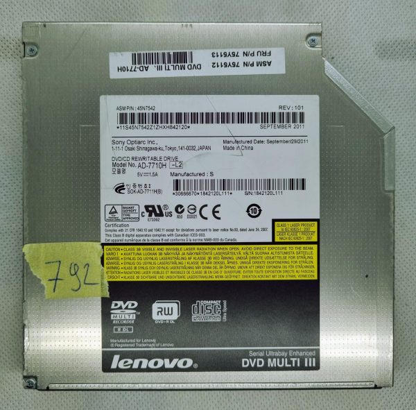 Lenovo ThinkPad T520 DVD Multi III DVD-RW pogon AD-7710H 45N7542 75Y5112 OEM - rabljeno