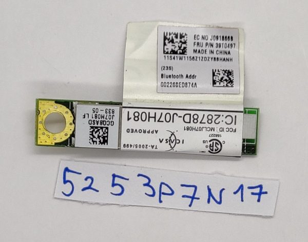Lenovo Thinkpad T61 Bluetooth hčerinska kartica BDC-2 FRU 39T0497 - Preizkušena - rabljeno