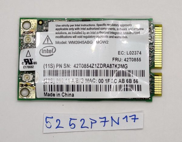 Lenovo Thinkpad T61 Wi-Fi kartica 802.11a/b/g 2.4 GHz 54 Mbps WM3945ABG MOW2 - rabljeno