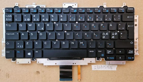 OEM Dell Latitude E5270 E7270 prenosnik skandinavska osvetljena tipkovnica HUA01 2VGH0 - rabljeno