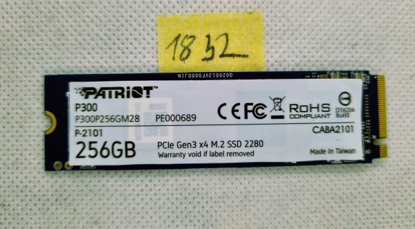 PATRIOT P300P256GM28 256GB NVMe SSD M.2 2280 PCIe 3.0x4 3D NAND - Visokohitrostno shranjevanje! - rabljeno