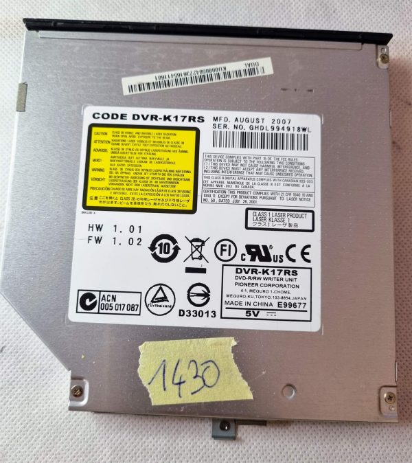 Pioneer DVR-K17RS DVD-R/RW prenosni IDE prenosni računalnik. - rabljeno