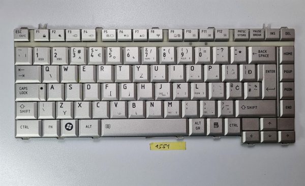 QWERTY UK TOSHIBA A200 A210 M200 M206 TIPKOVNICA, KFRSBA124A, PK130180340 SIVA (SLO gravura) - rabljeno
