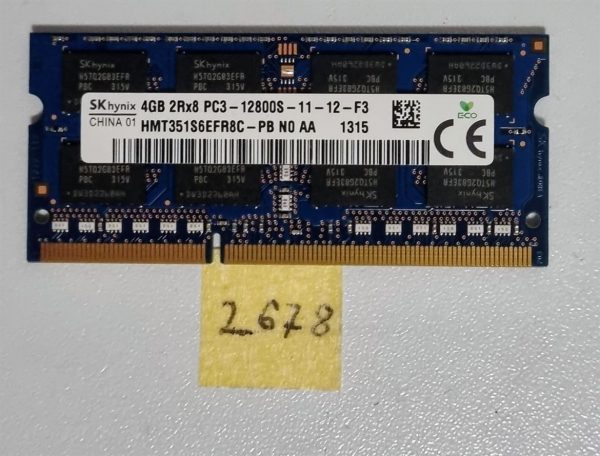 SK HYNIX 4GB PC3-12800S prenosni RAM pomnilnik DDR3 2Rx8 HMT351S6EFR8C-PB - rabljeno