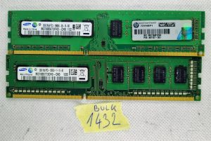 BULK 2 x Samsung 2GB DDR3 RAM PC3-10600U 1333MHz non ECC DIMM pomnilnik M378B5673FH0-CH9 - rabljeno