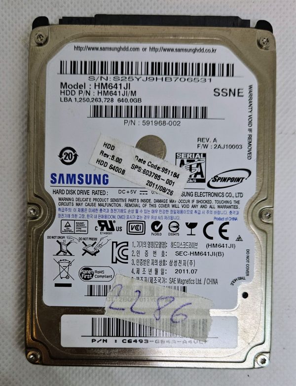 Samsung ST640LM000 HM641JI REV.A 640GB 2,5" SATA trdi disk HDD - Pristen in zanesljiv prostor za shranjevanje! - rabljeno