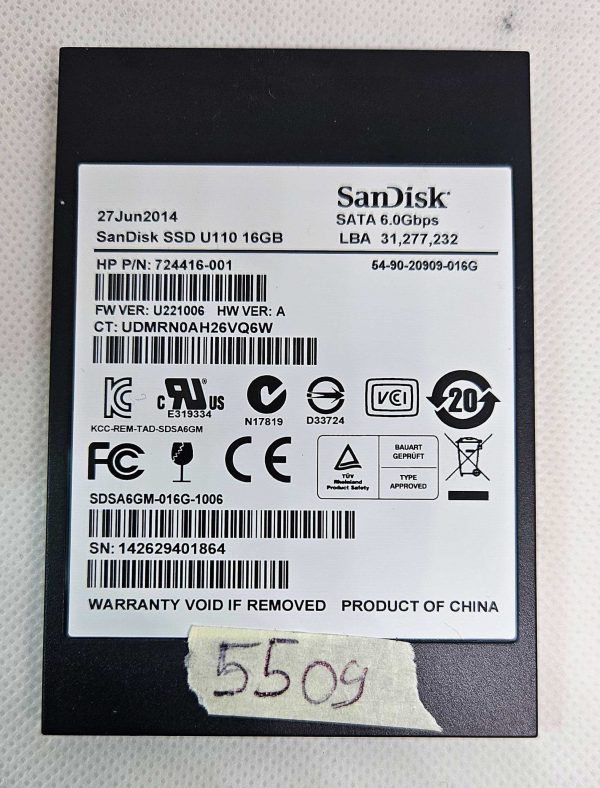 Sandisk SSD U110 16GB za HP - P/N 724416-001 - Pravi nadomestek - rabljeno