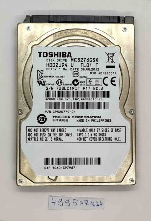 Toshiba 320GB MK3276GSX 2,5" notranji prenosni HDD 5400RPM SATA - 100% zdravje - rabljeno