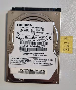 Toshiba 750GB SATA 2.5 HDD HDD2L01 U TL01 MK7575GSX A0GT001A 2012 - Originalna OEM prenosna trda disk - Hitra dostava - rabljeno